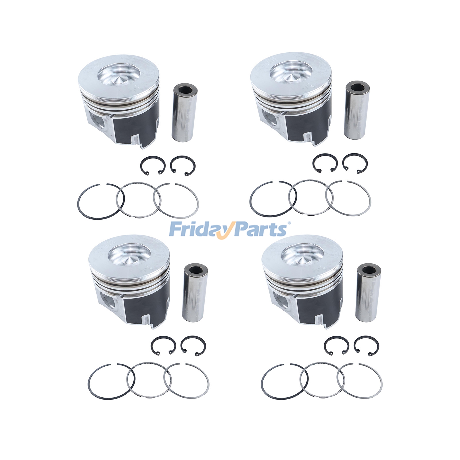 4 Kolbensätze mit Ringen 7000683 7000680 für Kubota Motor V2607 Bobcat Lader T180 T190 T550 T590 S160 S185 S205 S550 S570 S590