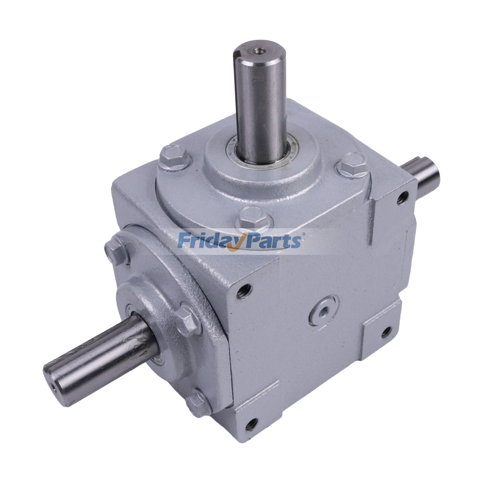 Caja de engranajes cónicos de ángulo recto de 40 HP, 1800 RPM máx., con tres ejes con chaveta de 1", 19455-3SH-3KW-GR para cultivador rotativo de segadora