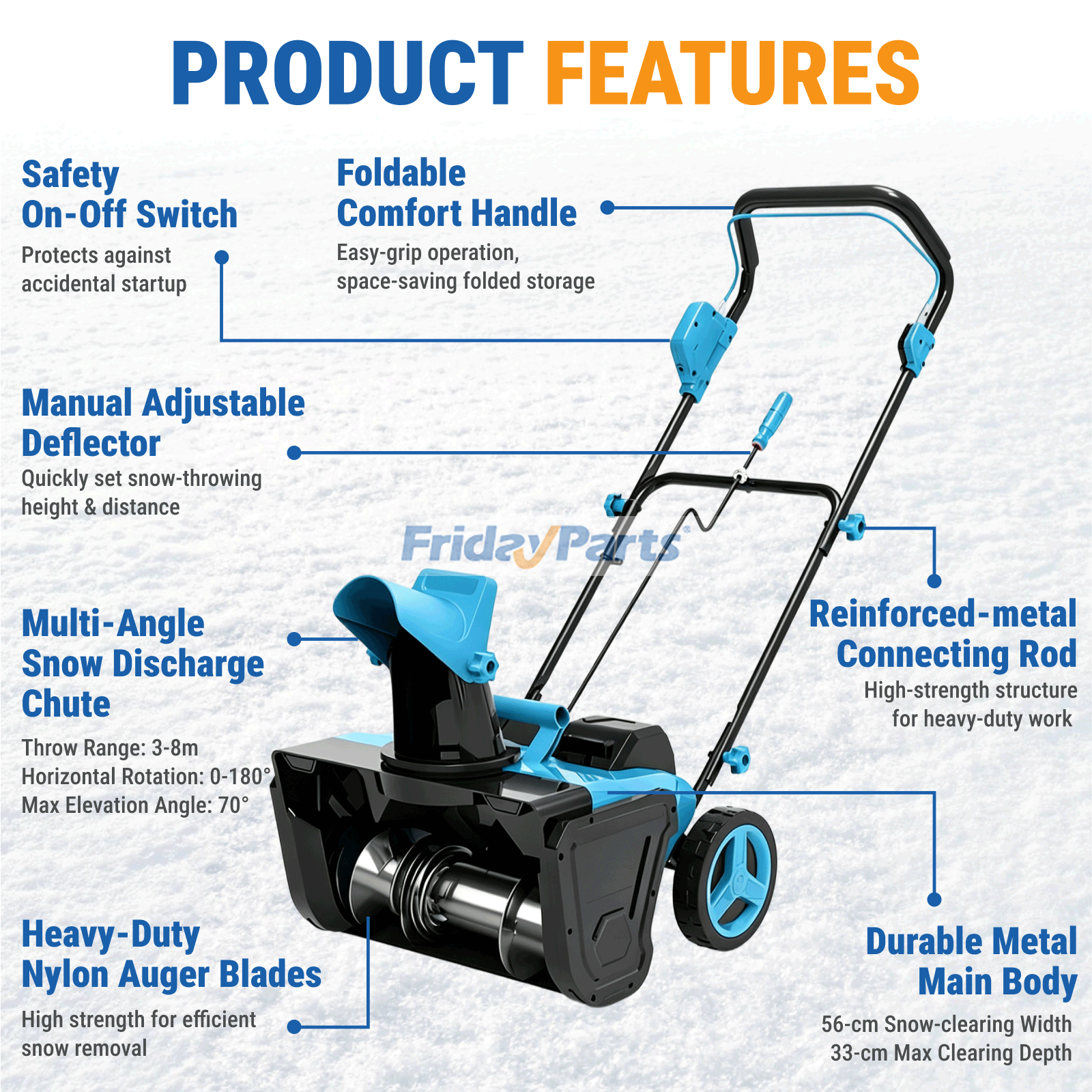 40V 3500W Cordless Snow Blower 8-Inch Electric Snow Thrower compatible with Snow Equipment