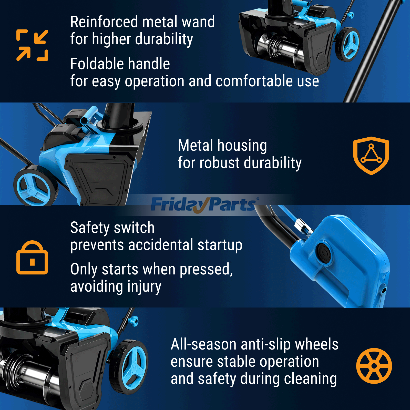 Snow Equipment 40V 3500W Cordless Snow Blower 8-Inch Electric Snow Thrower