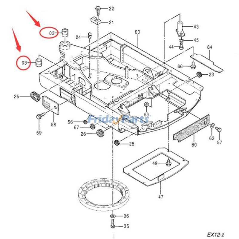 エクスカベーター メインフレームブッシング