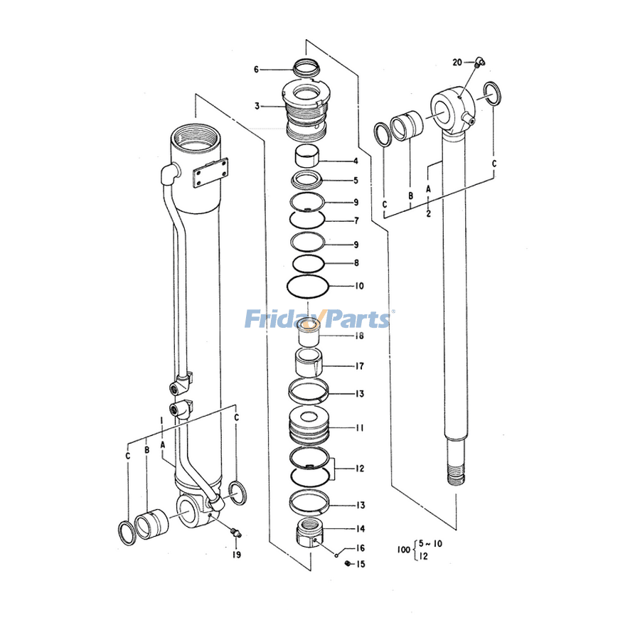 Kit de joint pour vérin de flèchepour Pelle