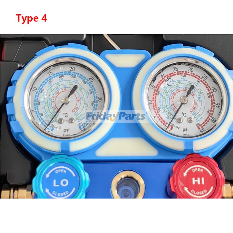3-Wege-Klimaanlagen-Manometer-Set mit Schnellkupplung, 410-Adapter, Dosenentnahmewerkzeug und Ventileinsatzwerkzeug für Kältemittel der Typen R134A, R22 und R404A – Wartung