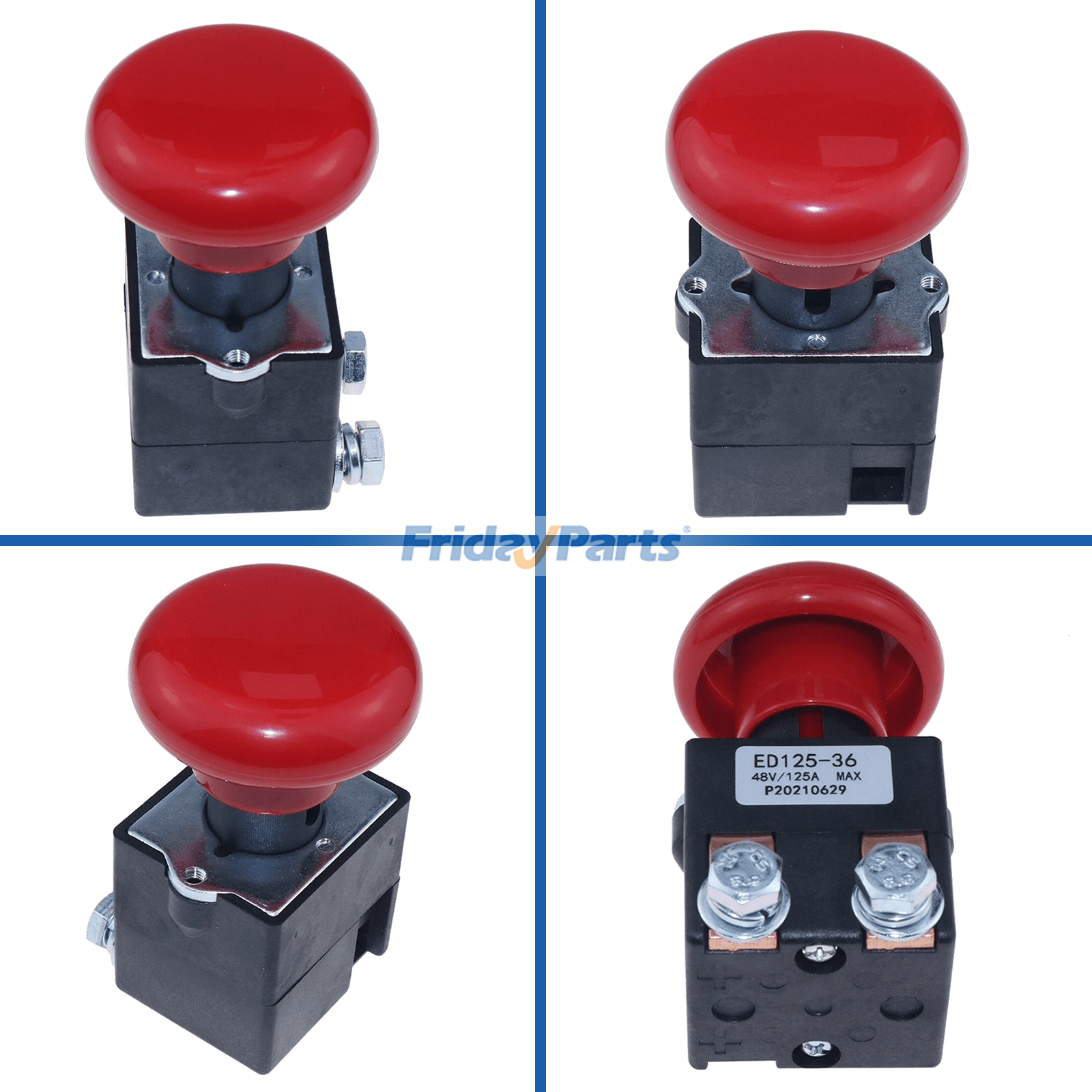 Interruptor de parada de emergencia para transpaleta eléctrica de 48 V y 125 A 1115-510008-00 para carretilla elevadora Big Joe EZ30 E30 D40 EZ40 Para Big Joe