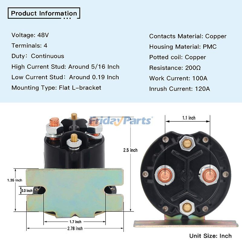 48V Solenoid Relay for EZGO 2010-Up & All MPT 800/1000 Trombetta for Golf Cart