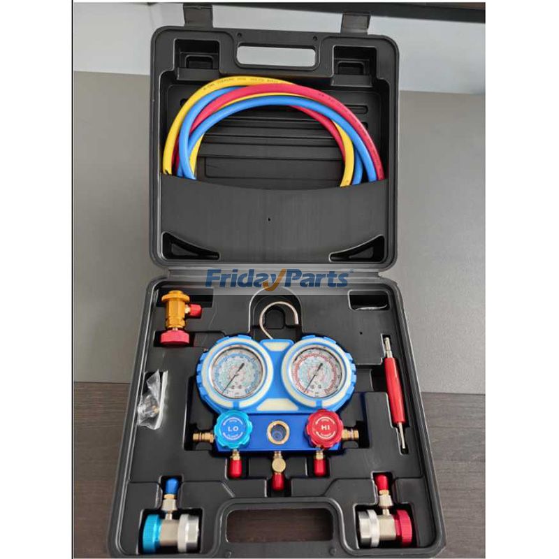 3-Wege-Wechselstrom-Manometer-Set mit Schnellkupplung, 410-Adapter, Dosenbohrer und Ventileinsatzwerkzeugfür Transportkühlung