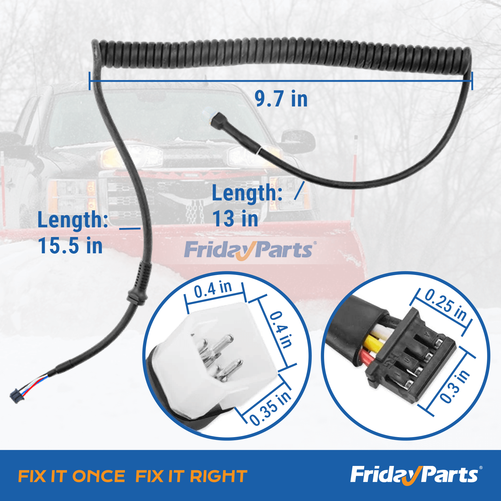 4 Pin Controller Cable 96464 Compatible with Western Fisher Fleet Flex Straight Blade Snow Plow