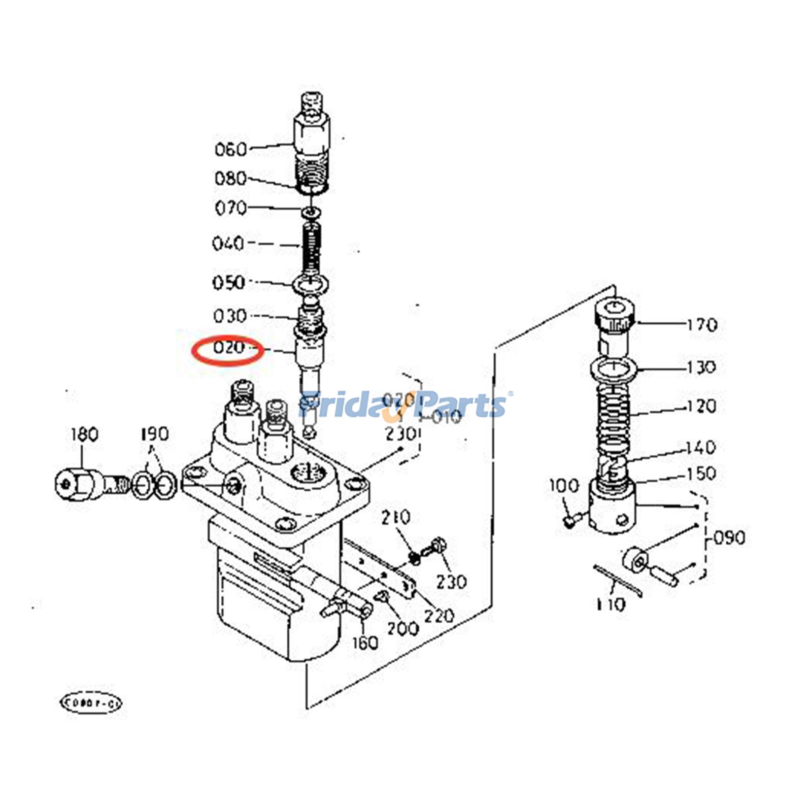 4 piezas de émbolo de bomba de inyección 140153-9020 para tractor Kubota L2550 L2650 L2950 L3450 M5030 M403 Para Bosch,Para KUBOTA,Para OTRA MARCA