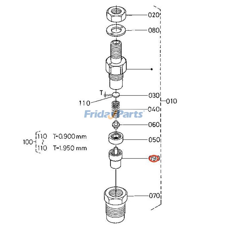 4 boquillas inyectoras DN0PD55 para excavadora Kubota KX41H KX71 y cargadora R310 R310BH Para KUBOTA