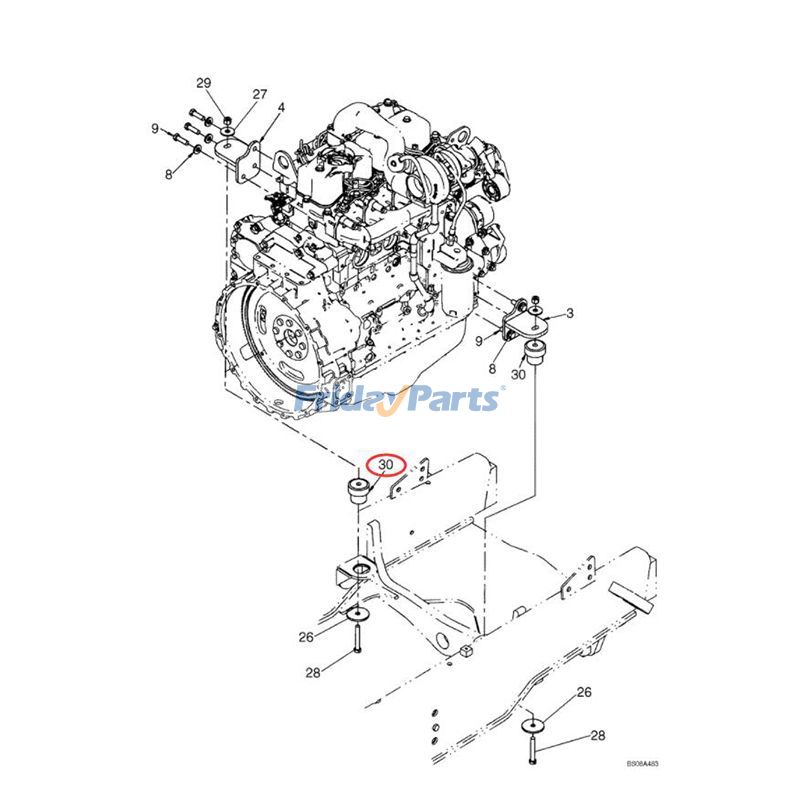 4 Pcs Engine Rubber Cushion Feet 87488318 87416966 for CASE