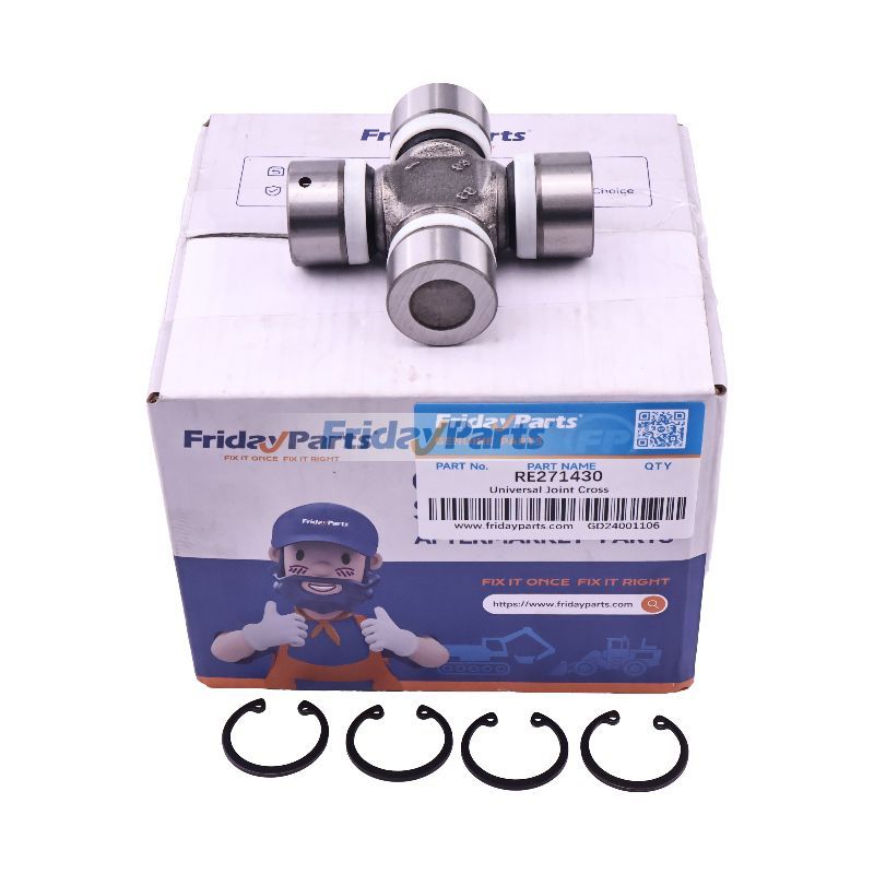 4 Pieces Universal Joint Cross RE271430 for John Deere Engine 4045 5030 Tractor 5065E 5065M 5067E 5070M 5075E 5075M 5076E