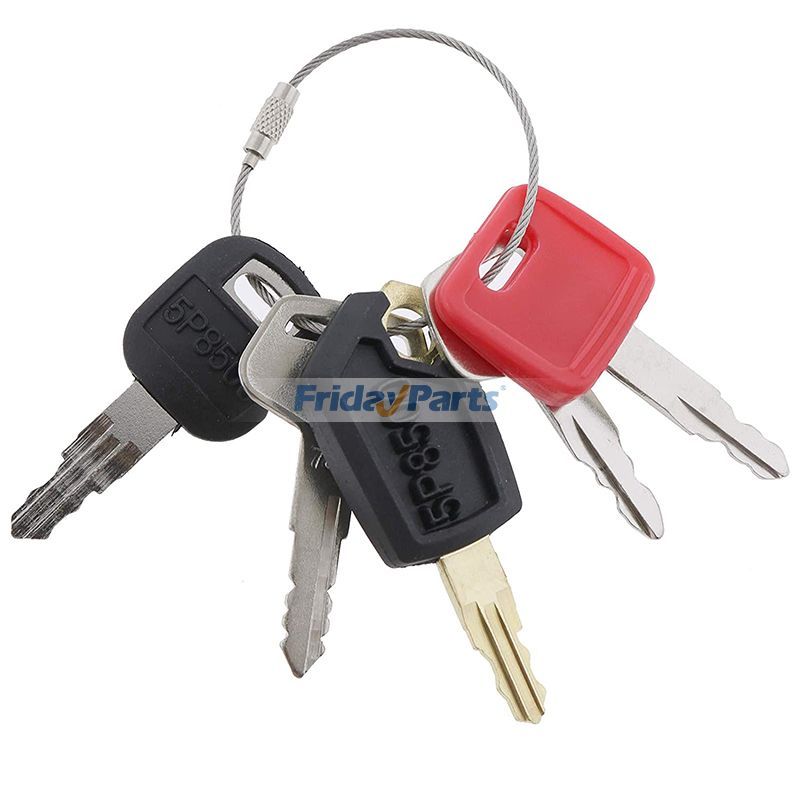 5 Pcs Ignition Keys fit for Caterpillar CAT Hitachi Kato Komatsu John Deere Heavy Equipment