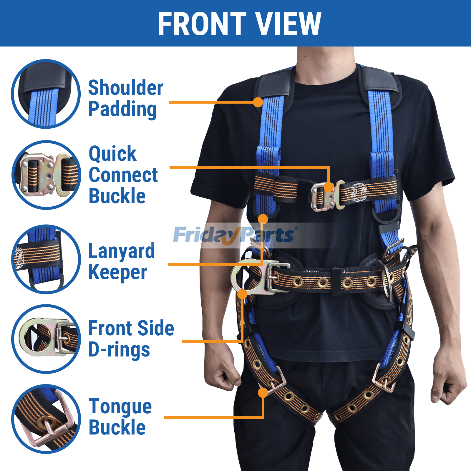 5 Point Full Body Safety Harness and Shock Absorbing Lanyard Set For OTHER BRAND Hand & Power Tools