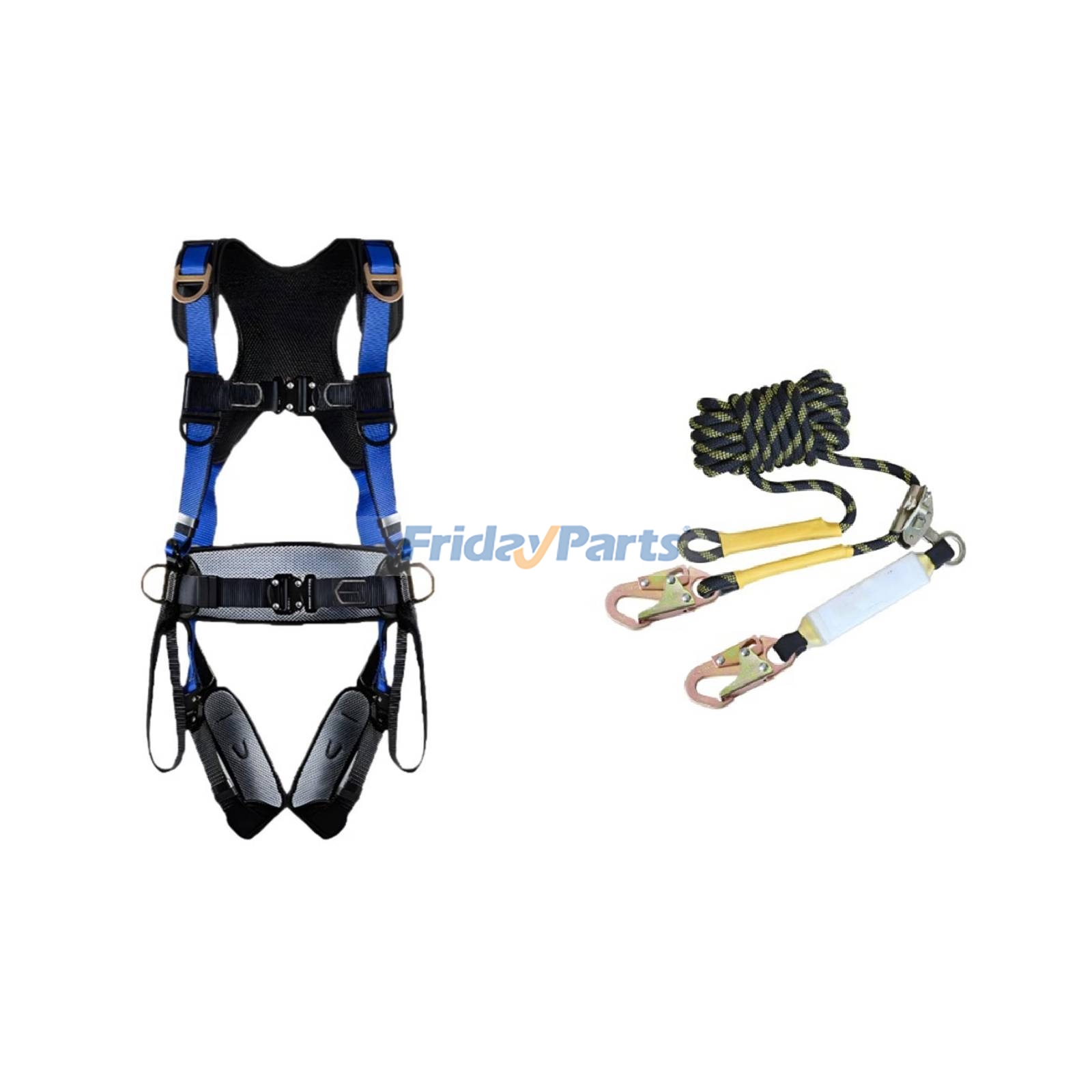 Harnais de sécurité complet à 5 points et ensemble de longe absorbant les chocs Kit de protection contre les chutes certifié ANSI pour les travaux de sauvetage sur les toits et l'utilisation industrielle