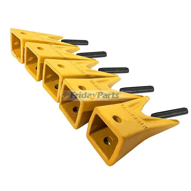 5 Set X156WT Twin Tiger Bucket Tooth & 156LPN Long Pin for Hensley Style Skid Steer and Mini Excavator 156