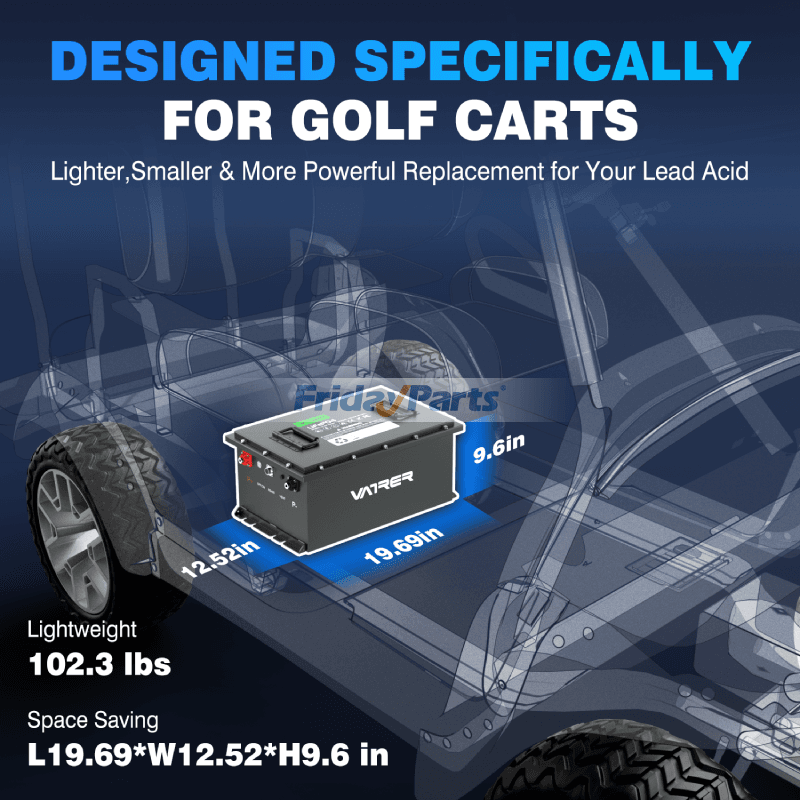 Batterie au lithium LiFePO4 51,2 V 105 Ah avec BMS intelligent 200 A intégré, moniteur tactile et application mobile, plus de 4 000 cycles de recharge, max. 10,24 kW, personnalisée pour les voiturettes de golfpourPour Cub Cadet,Pour Club Car