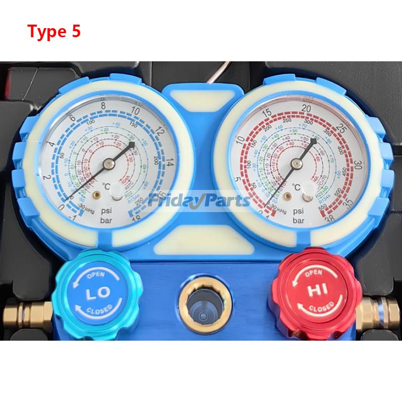3-Wege-Klimaanlagen-Manometer-Set mit Schnellkupplung, 410-Adapter, Dosenentnahmewerkzeug und Ventileinsatzwerkzeug für Kältemittel der Typen R134A, R22 und R404A – Wartung