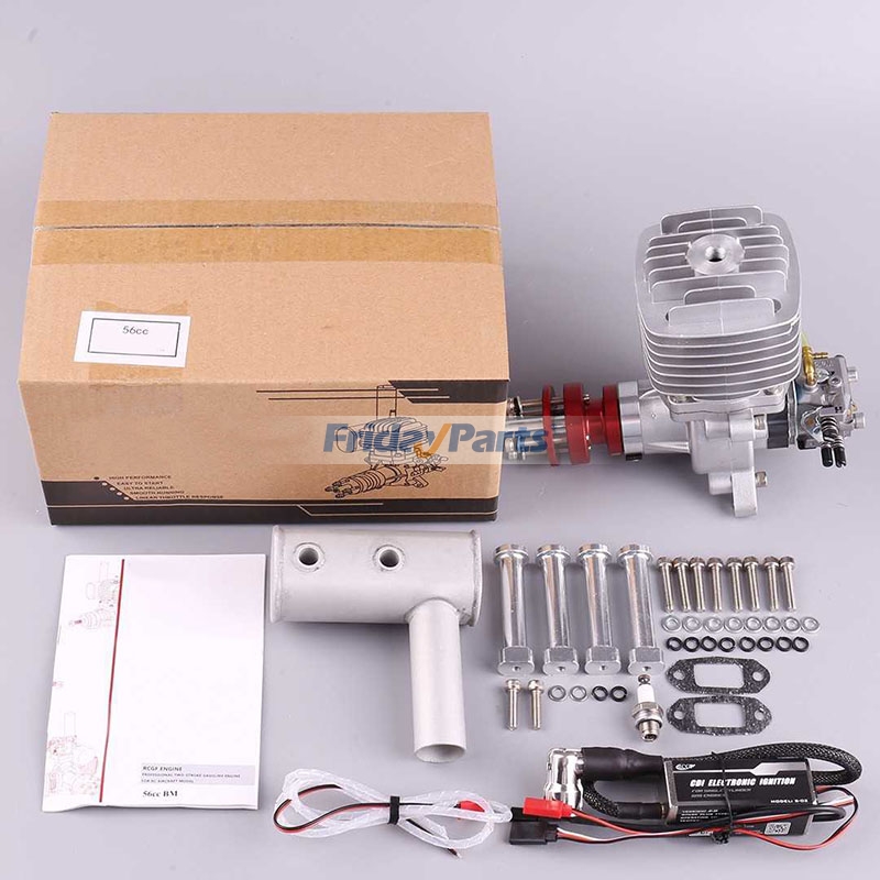 Conjunto de motor con escape lateral BM de 56 cc para avión de radiocontrol de ala fija VVRC RCGF