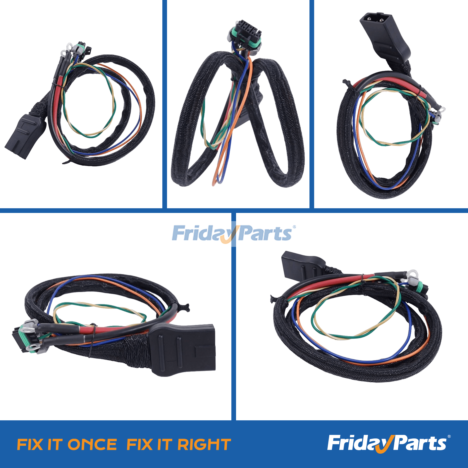 4 pin plow side battery cable 42015 for Fisher Western SnowEx Blizzard snowplow, heavy-duty low-temperature power harness with molded connectors and durable protective jacket