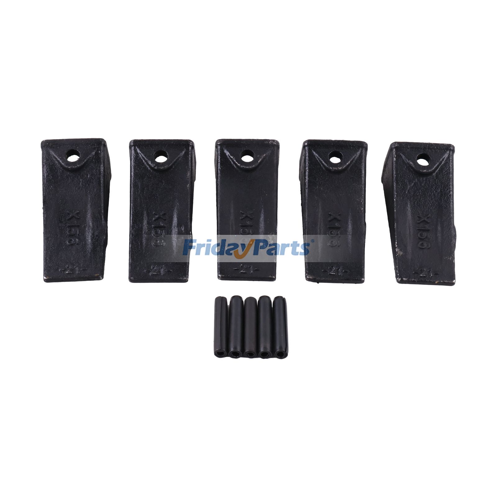 5 Pieces Bucket Teeth with Roll Pin X156 P156 for John Deere Takeuchi Bobcat Excavator Loader