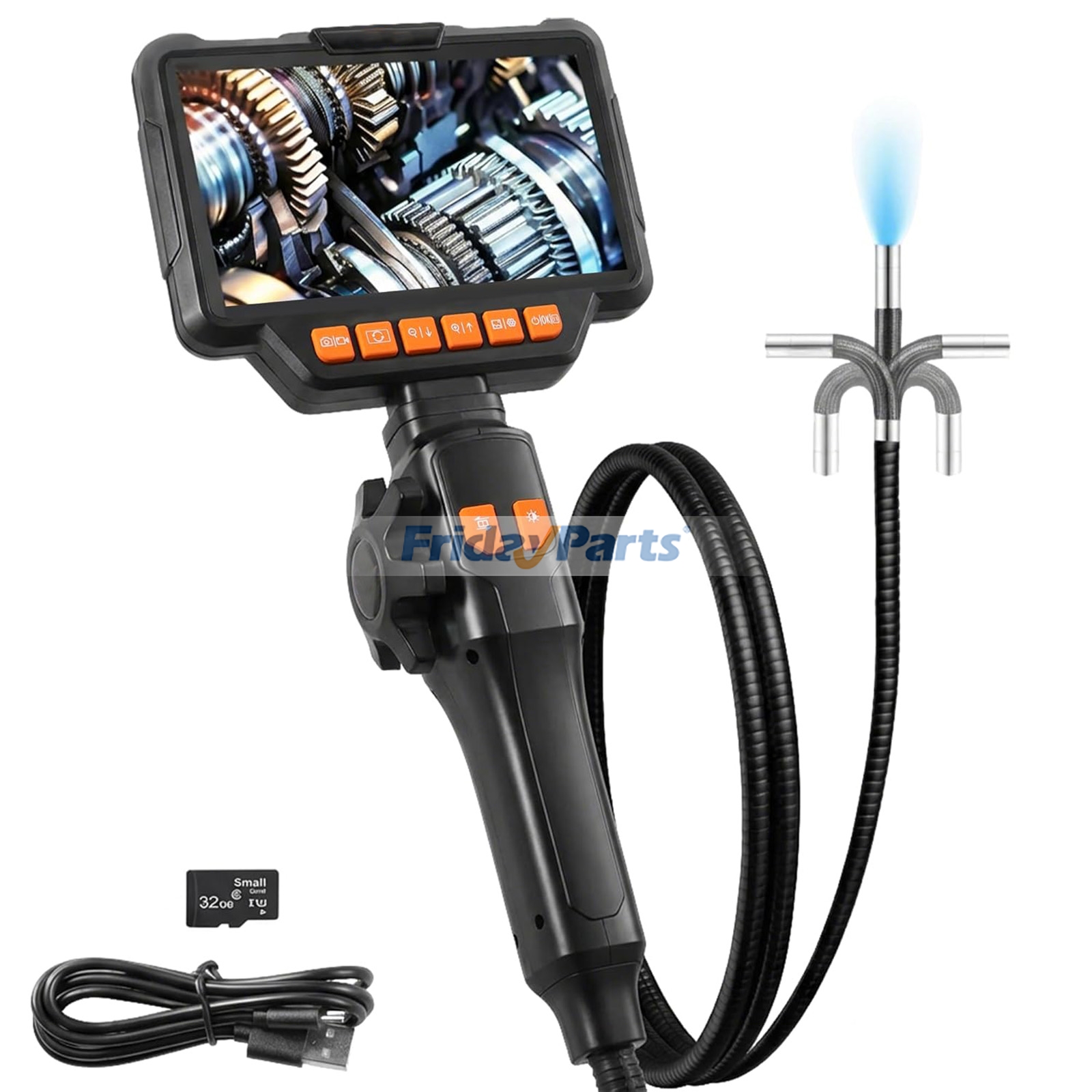Articulating Borescope Camera, 8mm Borescope Endoscope with Screen, 1080P HD, 4.9FT Gooseneck Cable, IP67 Waterproof Snake Cameras with 8 Lights for Automotive, Plumbing