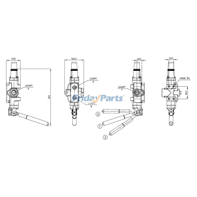 Achetez Vanne de fendeuse de bûches hydraulique Configuration de port inversé à détente réglable chez FridayParts
