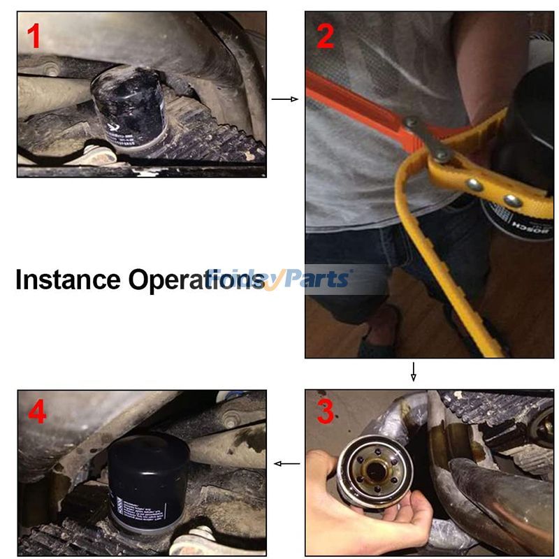 他ブランド用その他用6.3インチ (160mm) 容量の多目的ベルトストラップレンチ 23インチ (585mm) 長さ調節可能なストラップと12インチ (300mm) スチールハンドル