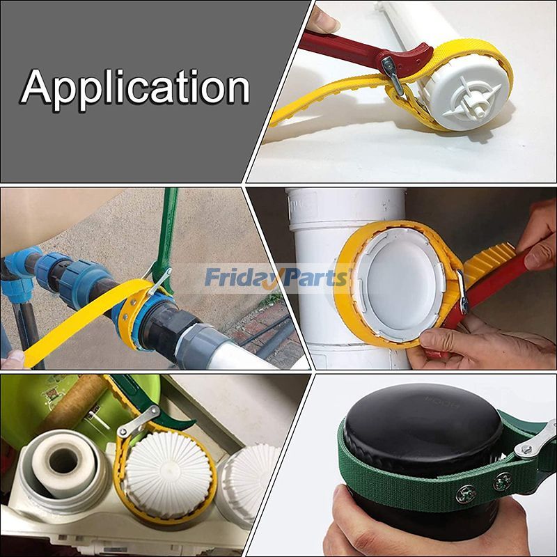 FridayPartsの6.3インチ (160mm) 容量の多目的ベルトストラップレンチ 23インチ (585mm) 長さ調節可能なストラップと12インチ (300mm) スチールハンドル