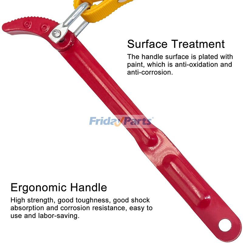 6.3インチ (160mm) 容量の多目的ベルトストラップレンチ 23インチ (585mm) 長さ調節可能なストラップと12インチ (300mm) スチールハンドル