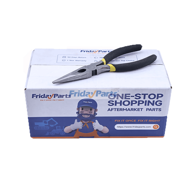 Alicates de punta larga duraderos de 6 pulgadas con empuñaduras de doble inmersión. Diseño de perfil bajo para precisión en espacios reducidos.