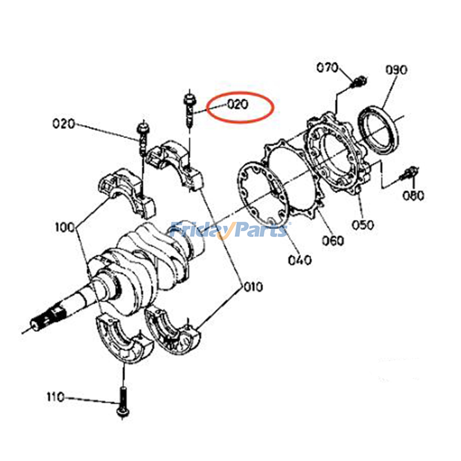 6 piezas de pernos para la carcasa del cojinete 15261-04540 para motor Kubota D850 Tractor B7100 B6100 B6200 B8200 B2150 B1750 Para KUBOTA