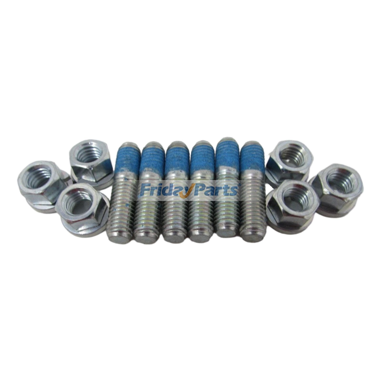 6 Pieces Exhaust Stud & Nut 15221-91530 for Kubota Tractor B1550D B1750D B6100HST-D L3000DT L3650F L4300F L4802DTN M5030DT M8540DTC
