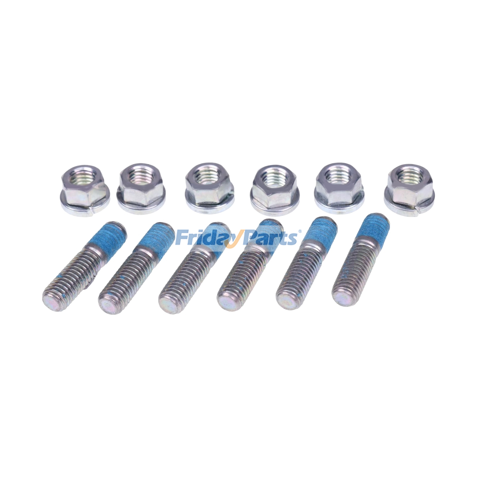 6 Pieces Exhaust Stud & Nut Set 15221-91530 16429-92010 for Kubota Engine: V2203 V1702 V1902 Hyundai Loader HSL650-7 Forklift HDF15-5 HDF18-5