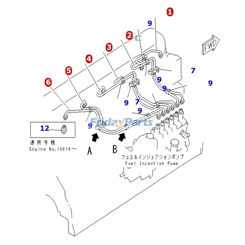 Kit de tubes de tuyauterie d'injection de carburantpour Moteur,Pelle