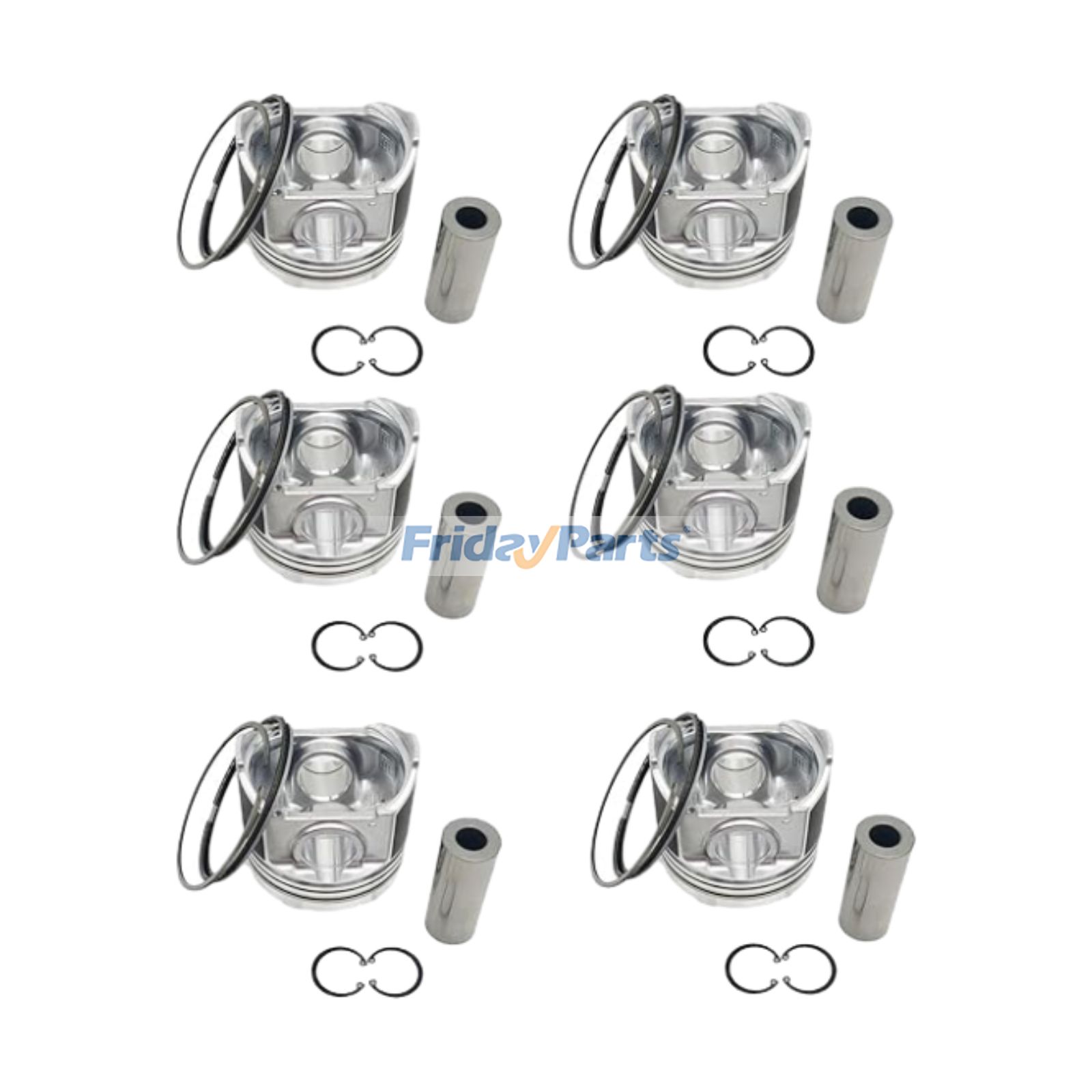 6 Pieces Piston Kit 1-12111-976-0 for Isuzu Engine 6HK1 UM6HK1 Hitachi Excavator ZX330 ZX350H ZX350W ZX360LC-HHE ZX370MTH ZX500W