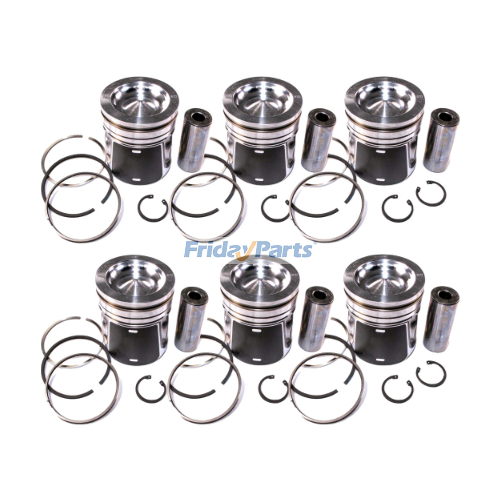 6 Kolbensätze 276-7475 für Caterpillar CAT Motor C6.6 Lader 924H 924HZ 928H 928HZ 930H 938H 953D