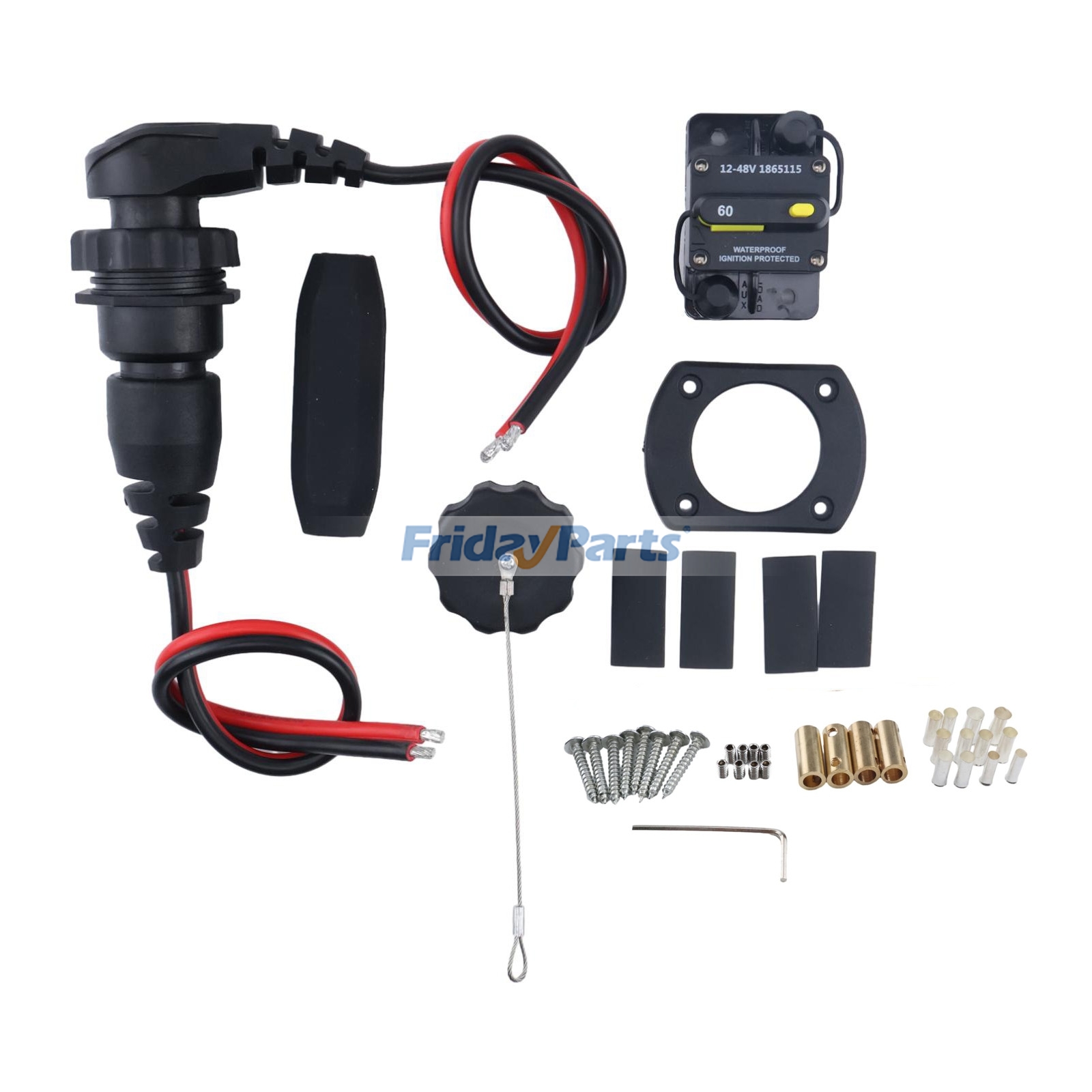 60 AMP Circuit Breaker & Trolling Motor Plug Receptacle Combo dla Sprzęt Morski