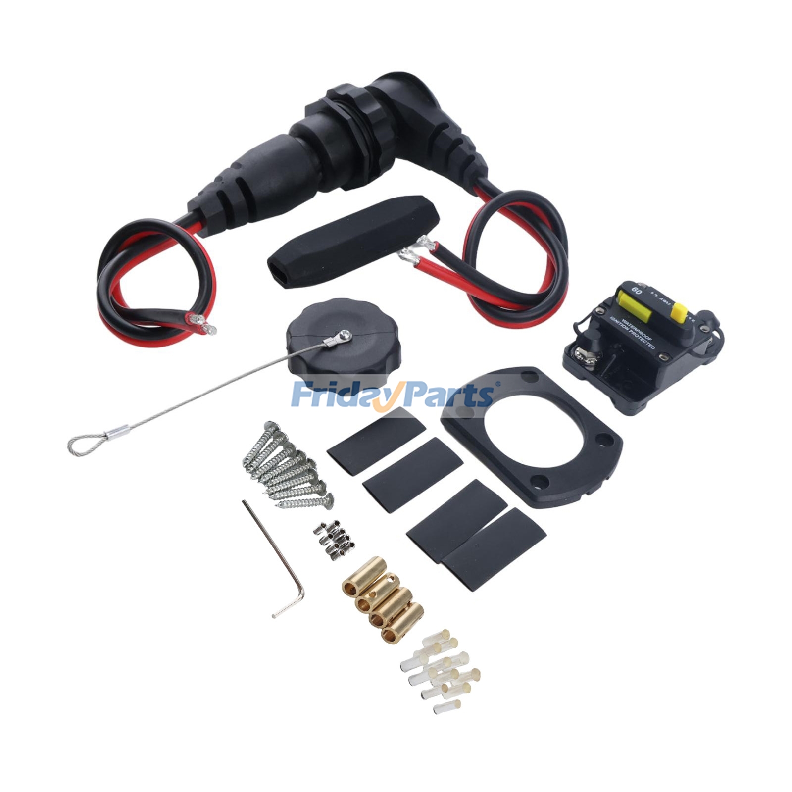 60 AMP Circuit Breaker & Trolling Motor Plug Receptacle Combo Replacement for Minn Kota MKR-27 MKR-28