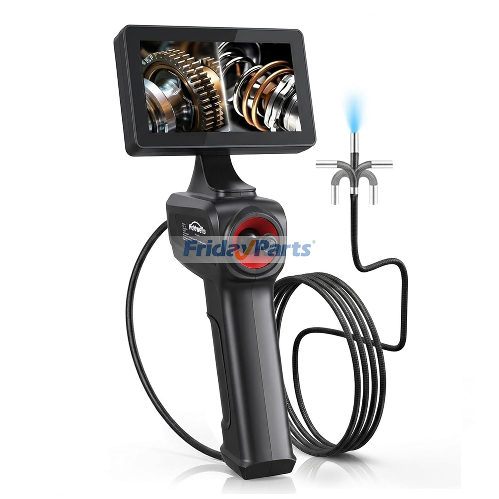 360° Articulating Borescope Camera, 6.2mm Borescope Endoscope with 5" IPS Screen, 1080P HD, 4.9FT Gooseneck Cable, IP67 Waterproof Snake Cameras with 6 Lights for Automotive, Plumbing