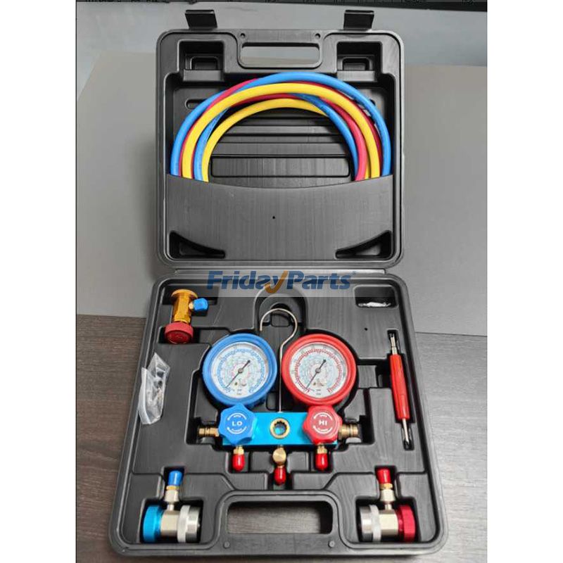 3-Wege-Klimaanlagen-Manometer-Set mit Schnellkupplung, 410-Adapter, Dosenentnahmewerkzeug und Ventileinsatzwerkzeug für Kältemittel der Typen R134A, R22 und R404A – Wartungfür Für andere Marken