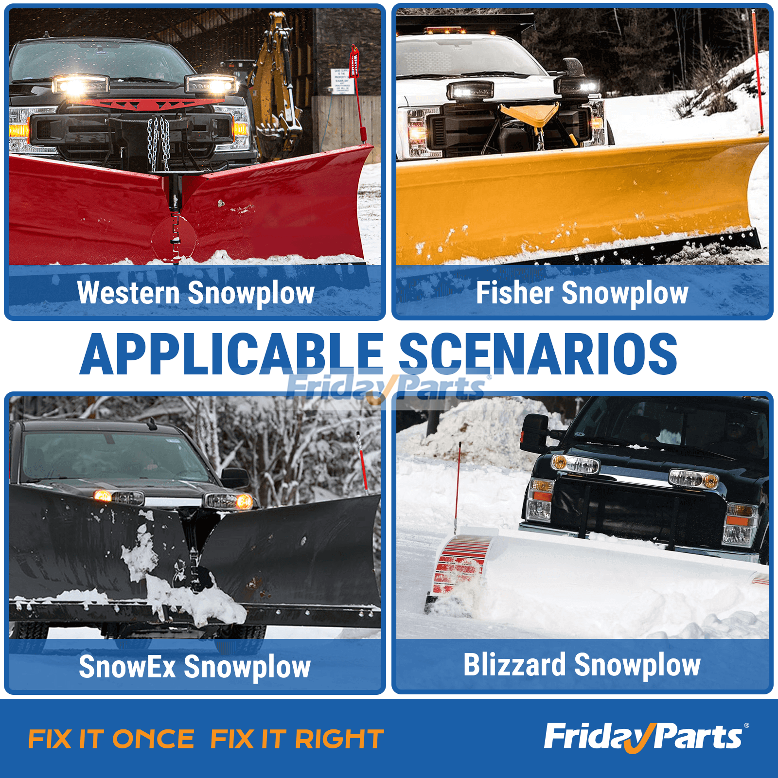 4 pin plow side battery cable 42015 for Fisher Western SnowEx Blizzard snowplow, heavy-duty low-temperature power harness with molded connectors and durable protective jacket