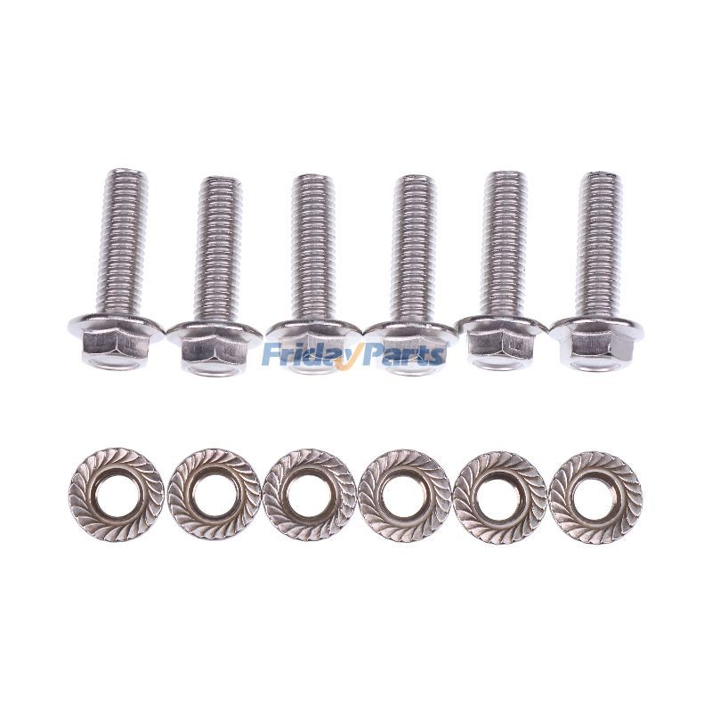 6 Pieces Flanged Hex Head Bolt with Nut M10x1.5 35mm Length for Automotive Motorcycle Machinery Applications