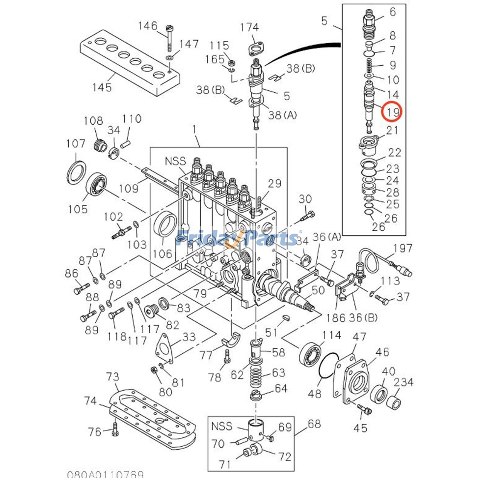 6 piezas de émbolo de bomba de inyección de combustible 1-15632014-0 134153-0420 para motor Isuzu 6RB1T Hitachi CX1100 EX400-3 Para Bosch,Para HITACHI,Para OTRA MARCA