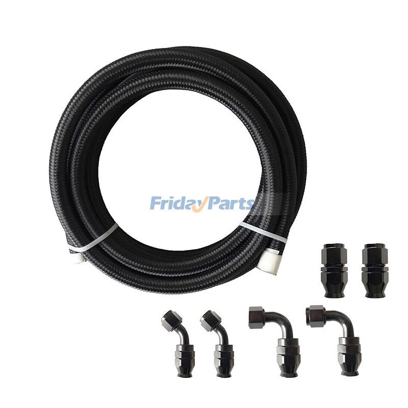 6AN - AN6 Black Nylon E85 PTFE Fuel Line 10/12/20/30ft Hose Kit E85