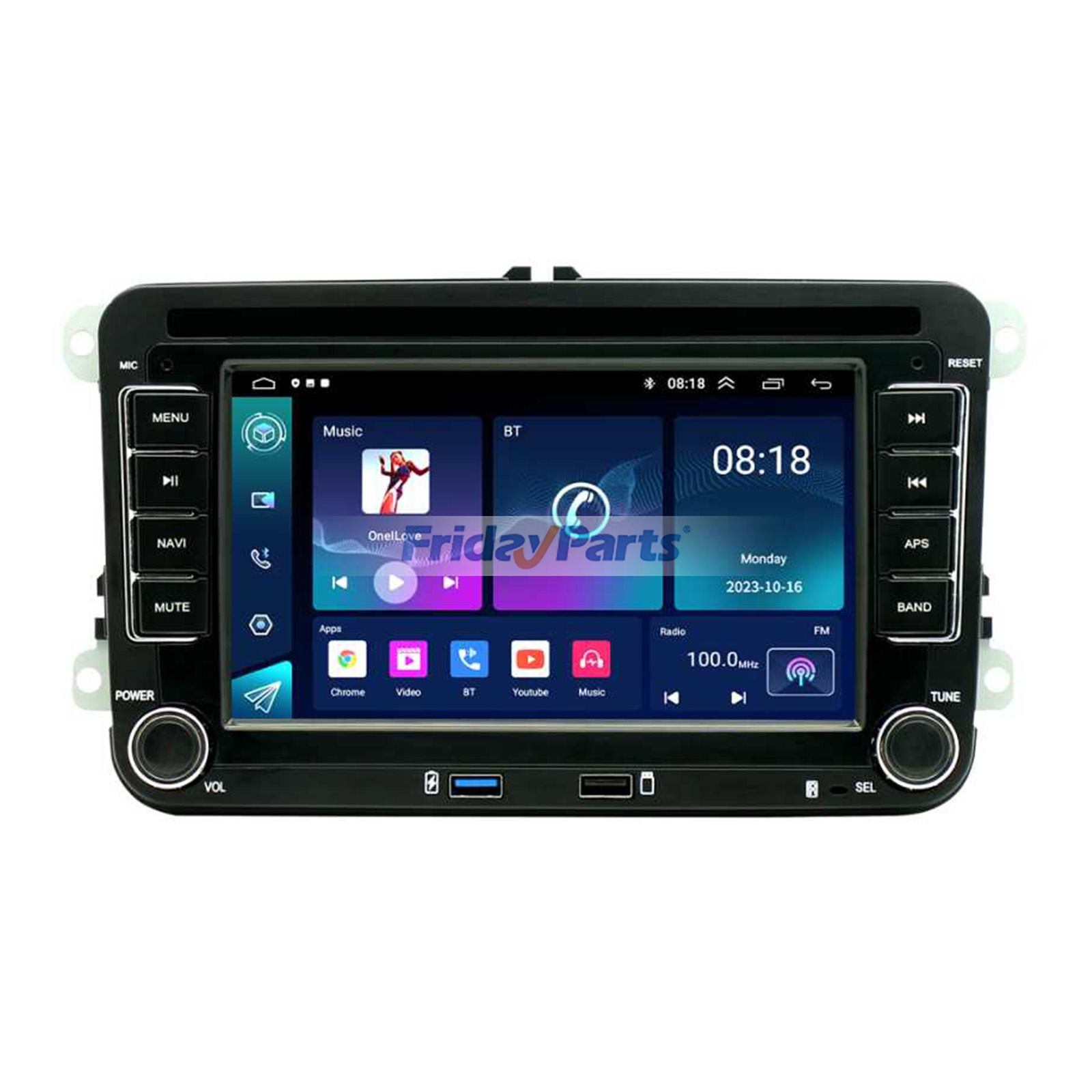 Autoradio Android 7 pouces 1+64 Go avec Apple CarPlay pour Volkswagen Golf