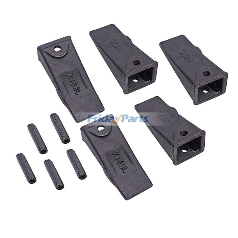 5 Pack X156L Bucket Tooth with 156LPN Roll Pin Dirt Bucket Tooth for Skid Steer and Mini Excavators 156 TX156 6716001 1914210182