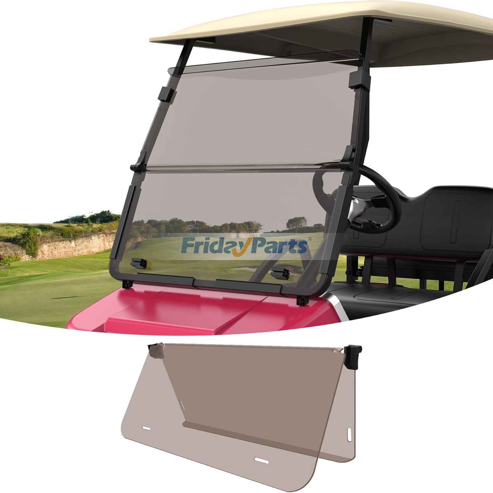 Pare-brise pliable pour voiturette de golf, en acrylique anti-UV et résistant aux chocs, pour Club Car DS 2000.5 et pluspourPour Club Car