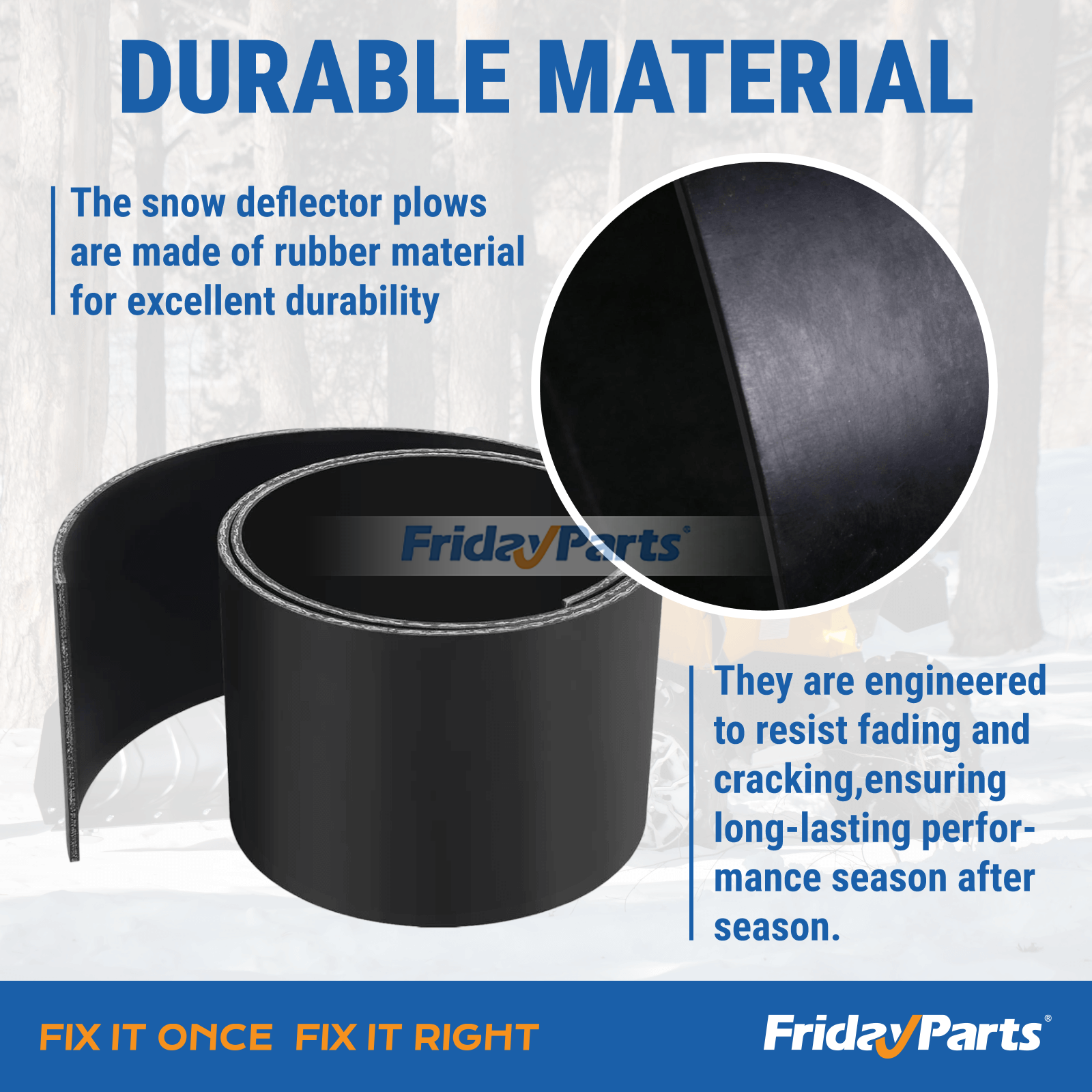 Borde deflector de goma para aleta de cuchilla quitanieves universal de 72” x 9” x 1/4” para Polaris de FridayParts