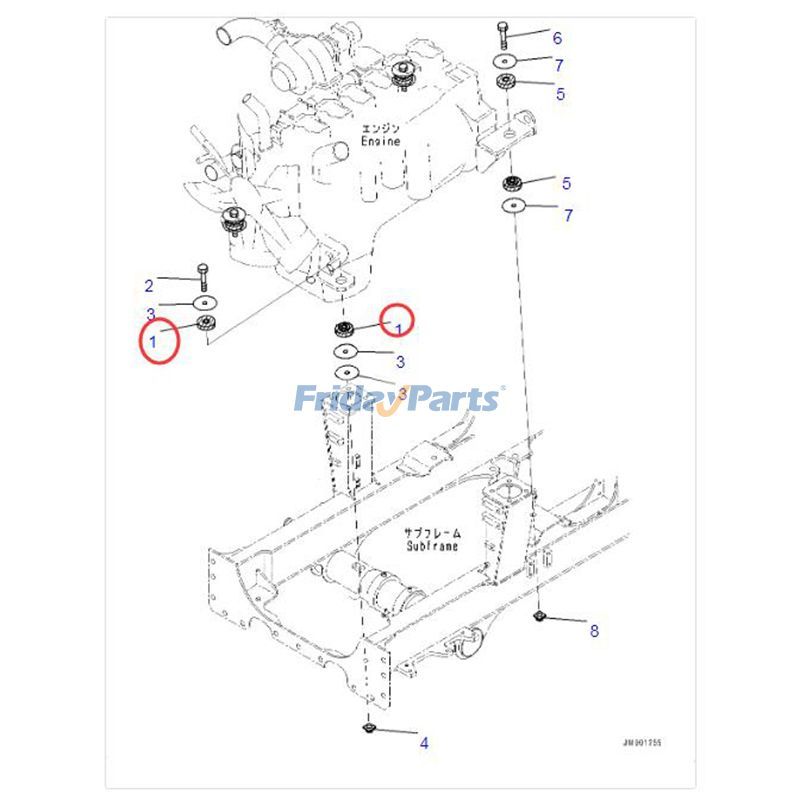 8 PCS Cushion WA320-3 WA380-3L WA500-3 WF550T-3D WF600T-1 for Loader