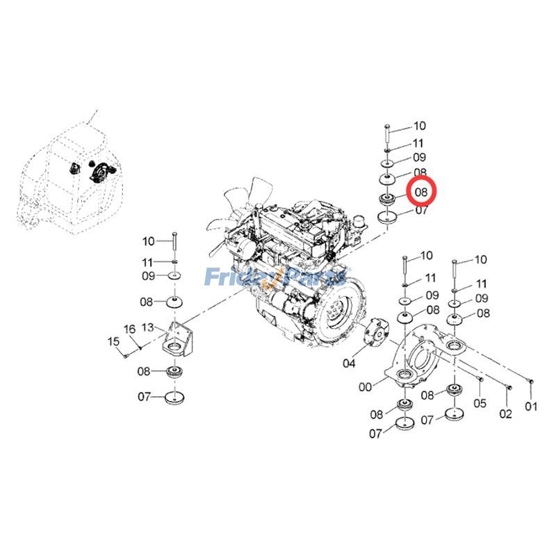 Lot de 8 coussinets de montage en caoutchouc pour John Deerepour Pelle